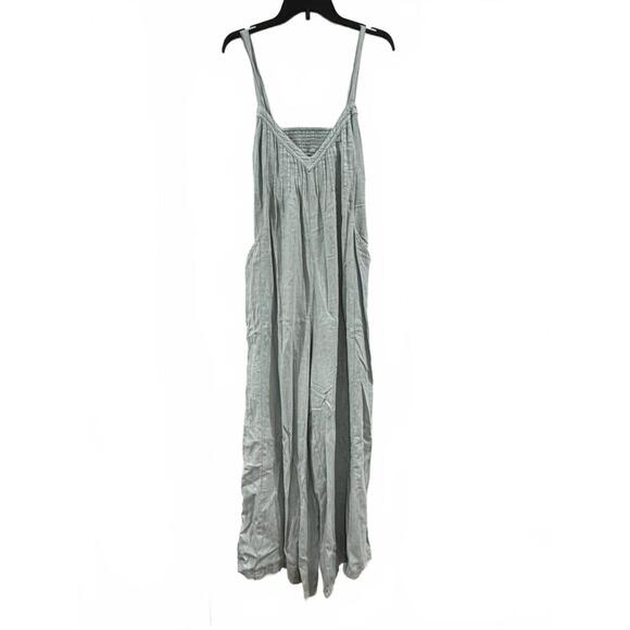 NWT Free People Drifting Dreams Sea Mist Blue Linen Jumpsuit- Size Small - Picture 3 of 9